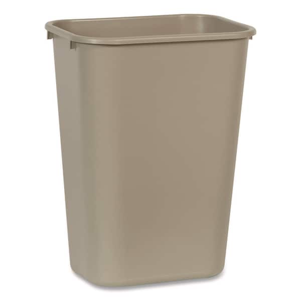 10.25 Gal. Beige Plastic Rectangular Deskside Trash Can