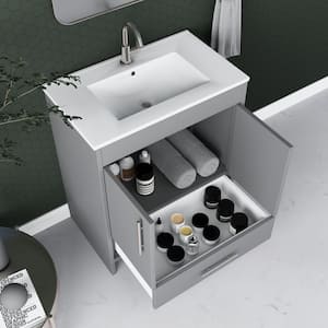 Pacific 30 in. x 18 in. D Bath Vanity in Gray with Ceramic Vanity Top in White with White Basin