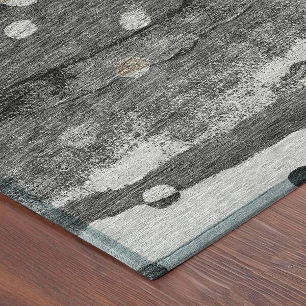 Chantille Machine Washable Indoor/Outdoor Abstract ACN2696 Black 10 ft. x 14 ft. Area Rug