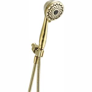 7-Spray Patterns 1.75 GPM 3.81 in. Wall Mount Handheld Shower Head in Polished Brass