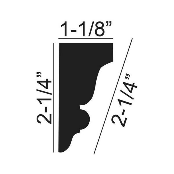American Pro Decor 5APD10749 2-1/4 in. x 1-1/8 in. x 96 in. Recycled Polystyrene Solid Crown Moulding Pro Pack 48 LF (6-Pack) - 3