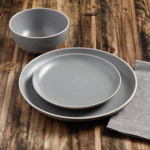 Rockaway 24-Piece Modern Matte Grey Ceramic Dinnerware Set (Service for 8)