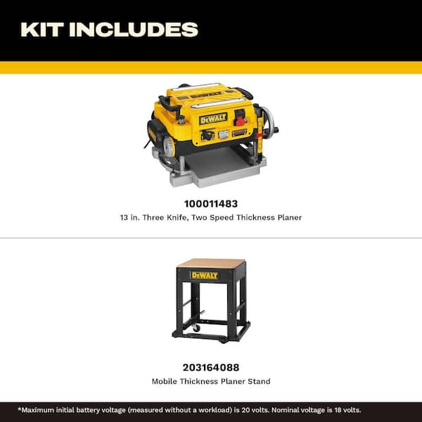 DEWALT 15 Amp 13 in. Corded Planer and Mobile Thickness Planer