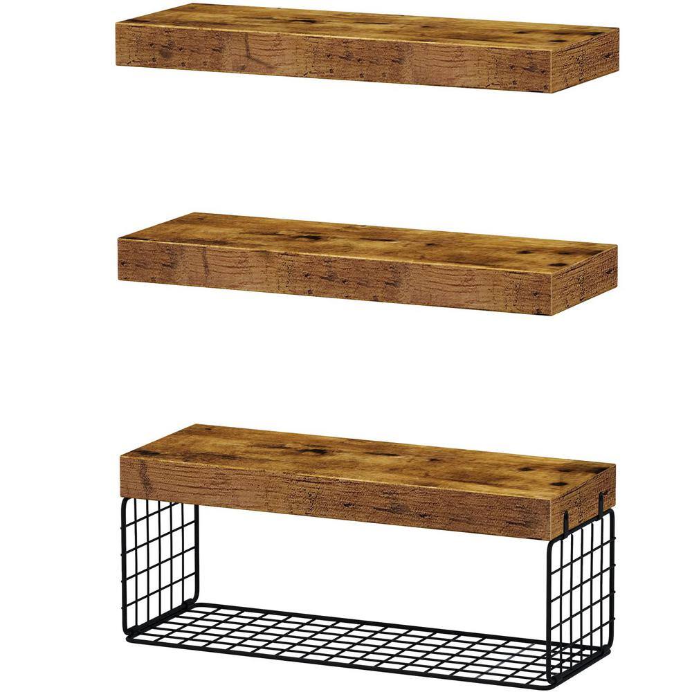 16 in. Wall Mounted Floating Bathroom Shelves for Toilet Paper Storage, Brown (3-Pack) price history on PriceWatchPro