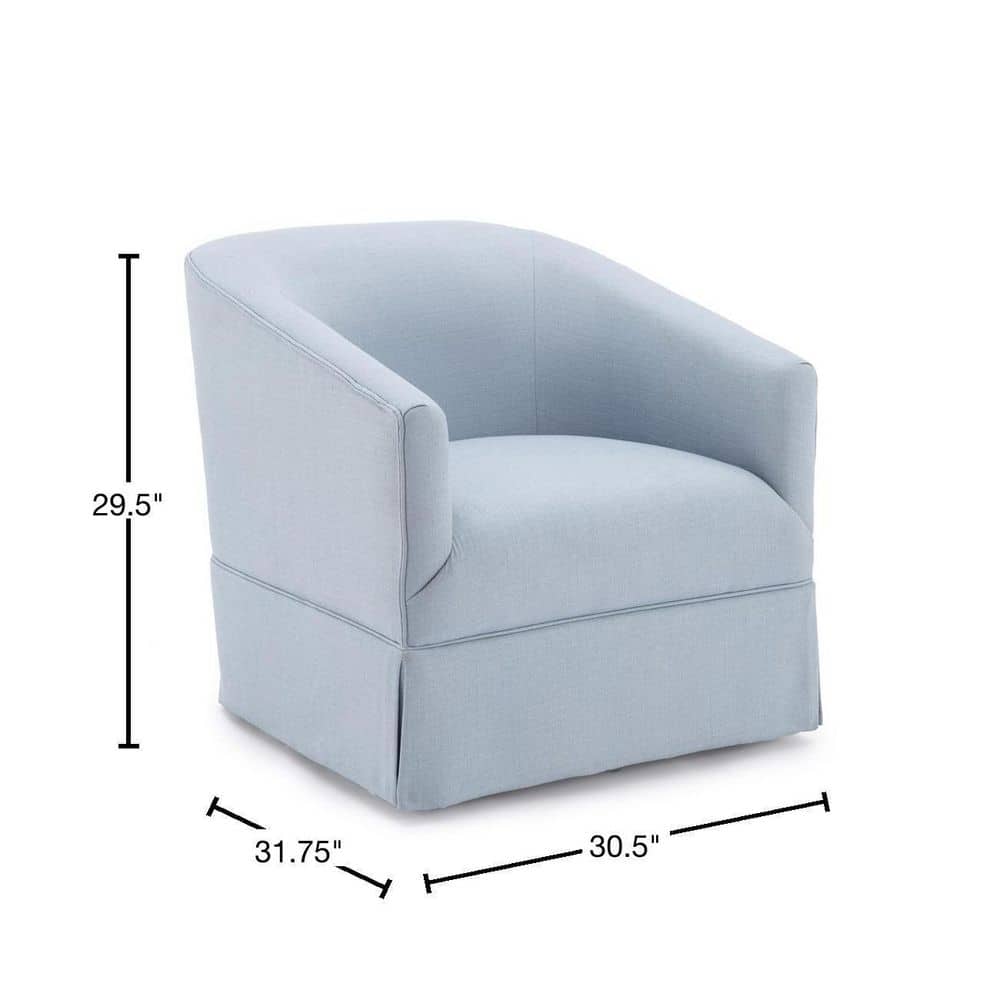 Sky Blue Barrel Swivel Accent Chair with Skirt