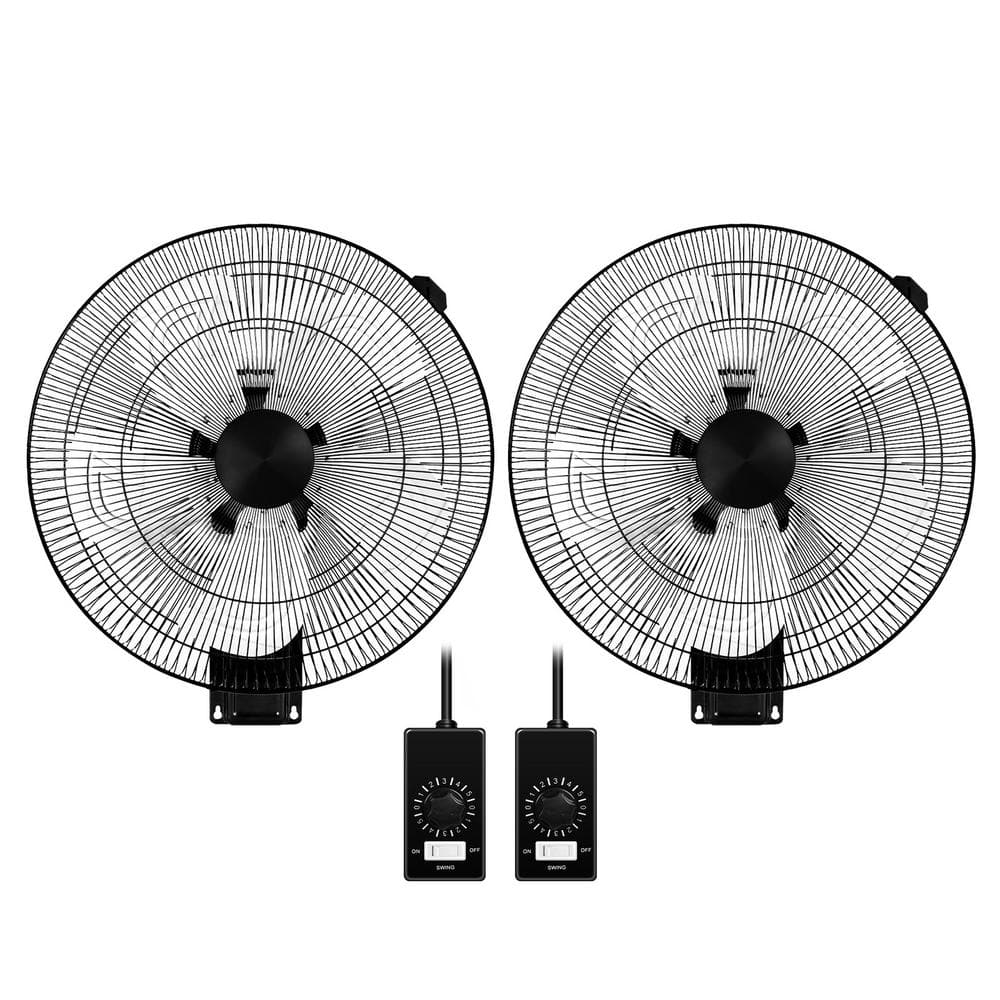 cadeninc 18 in. 5-Speed Commercial/Household Wall Mount Fan with 90 Degree  Horizontal Oscillation,Black (2 Pack) Yea-LQD0-75Z8 - The Home Depot