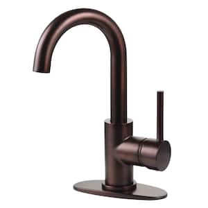 Concord Single-Handle High Arc Single-Hole Bathroom Faucet with Push Pop-Up and Deck Plate in Oil Rubbed Bronze