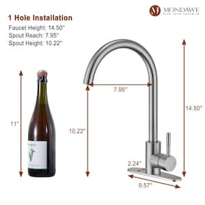 High Arc Single Handle Deck Mount Standard Kitchen Faucet in Brushed Nickel SUS Stainless Steel