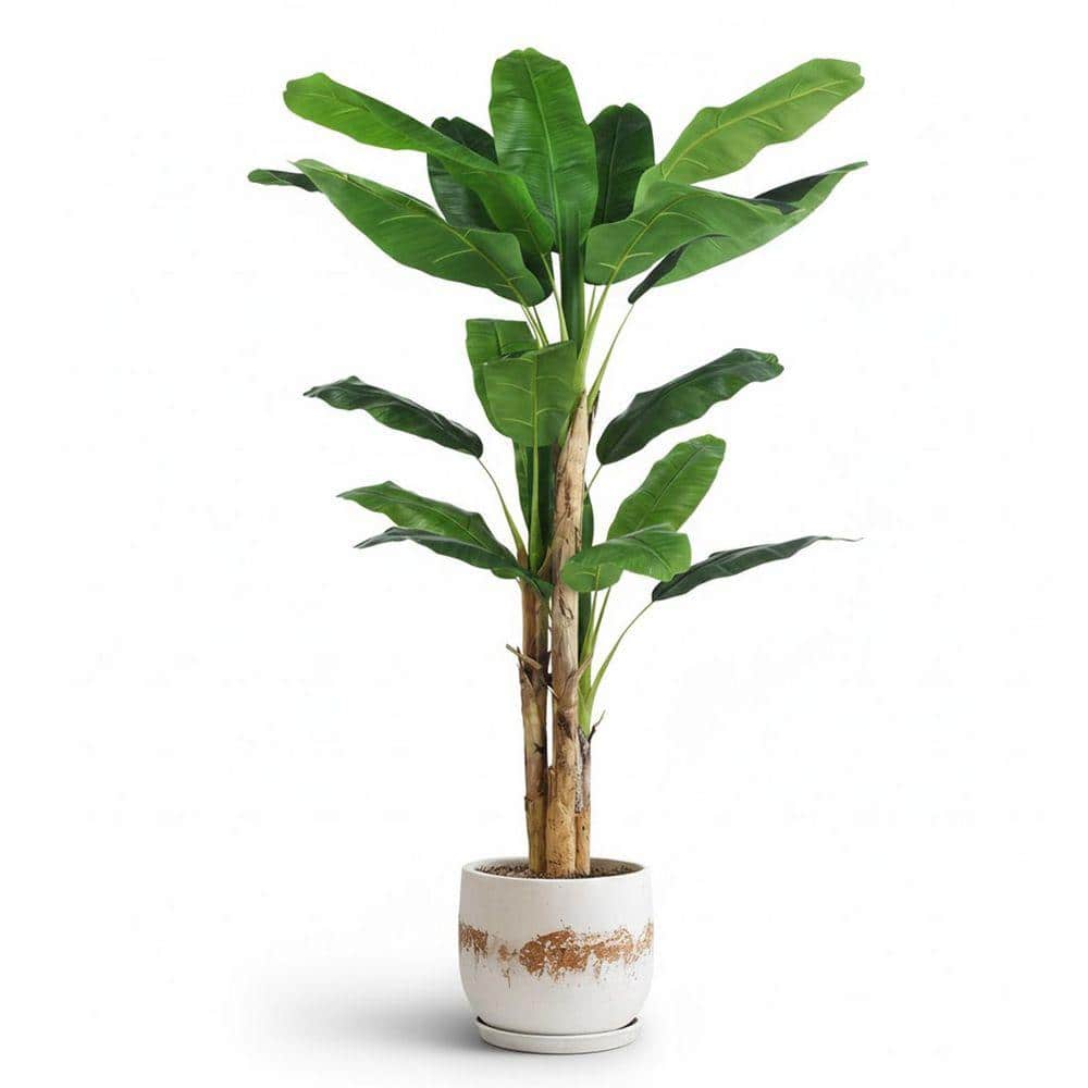 60 in. Artificial Green Indoor/Outdoor Banana Tree Plant with 12