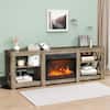 Karl home 70 in. Washed Gray TV Stand with Fireplace Fits TVs up to 70 in. Entertainment Center K1G52008468+51