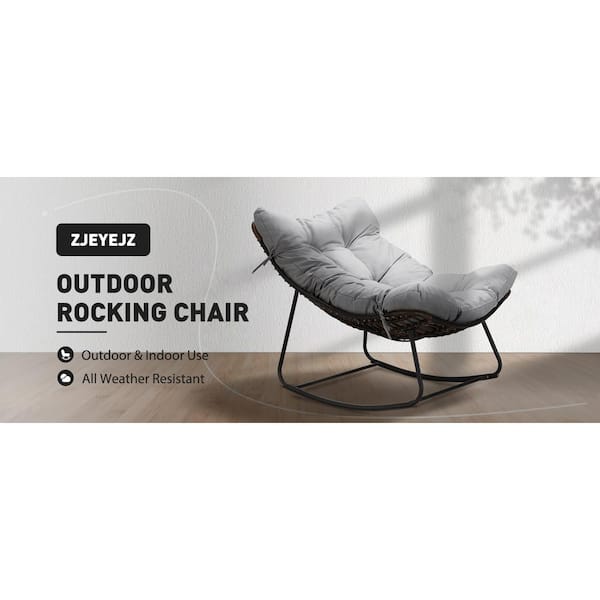 SFY✩.*˚ Light Grey 36 x 46 x 34 in. Metal Outdoor Rocking Chair with