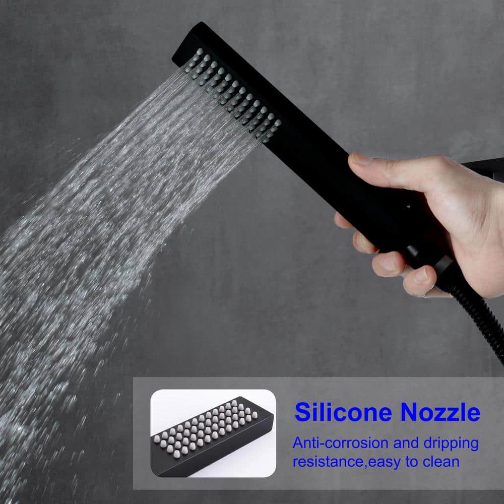 Matte Black Stainless Steel Freestanding Tub Faucet with Hand Shower