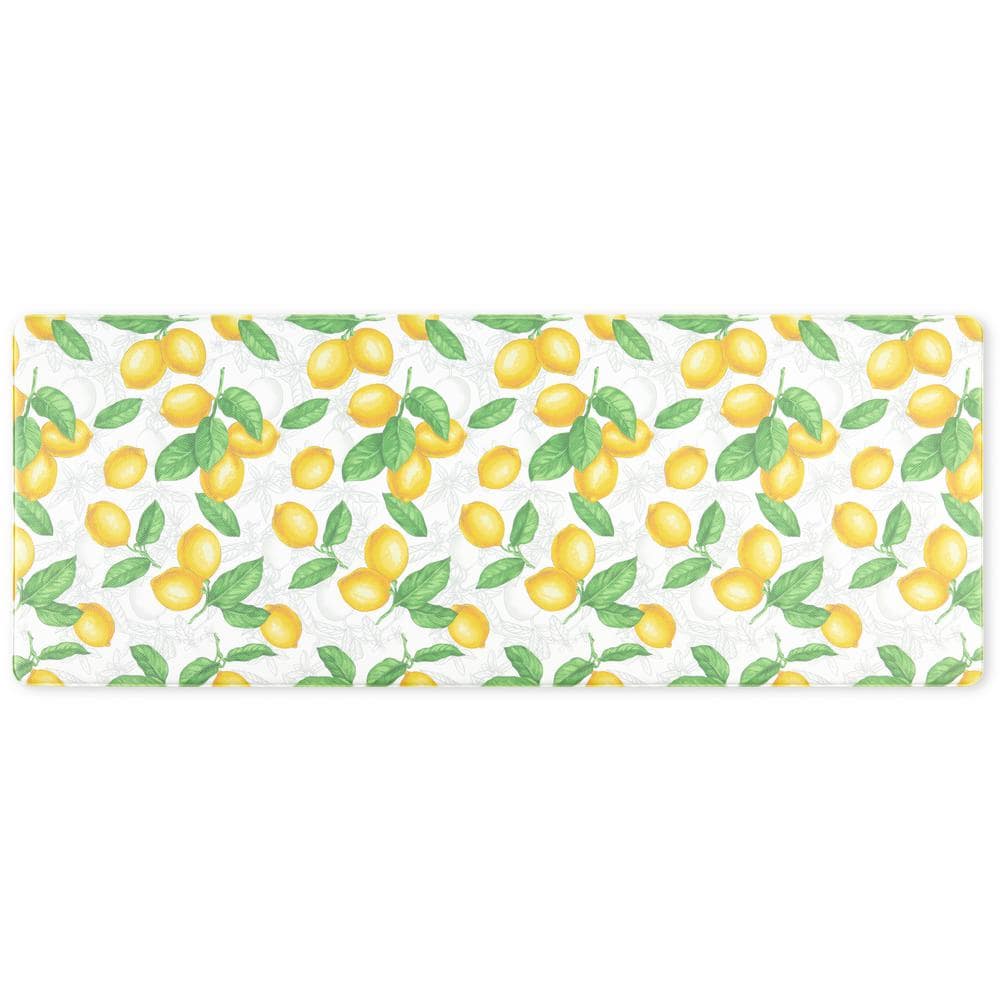 2 Piece Kitchen Mat Rug Lemon Tree Yellow Anti Fatigue Kitchen