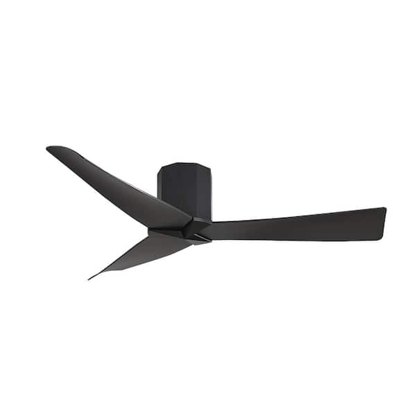 MLiAN 52 In. (4.3 ft.) Indoor Flush Mount Ceiling Fan without Integrated LED, Black