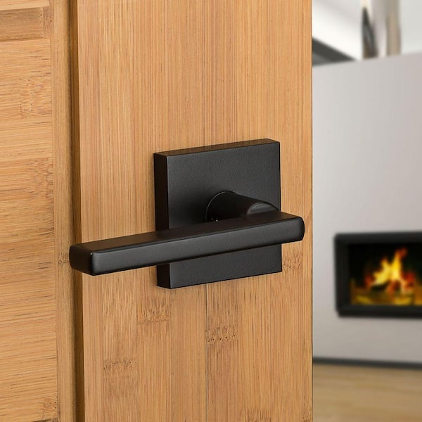 Kwikset Halifax Square Matte Black Passage Hall/Closet Door Handle