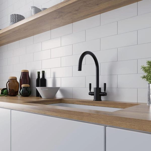 Apollo Tile Metro 4 in. x 12 in. Matte White Ceramic Subway Wall Tile ...