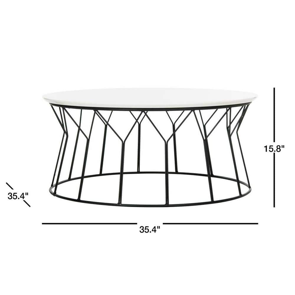 White Round Wood Transitional Coffee Table