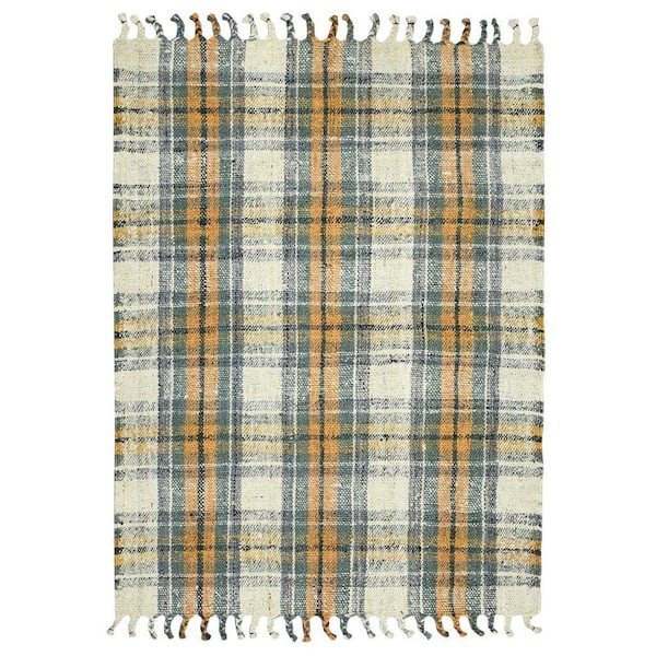 4 ft. x 6 ft. Ivory, Black Geometric Washable Area Rug