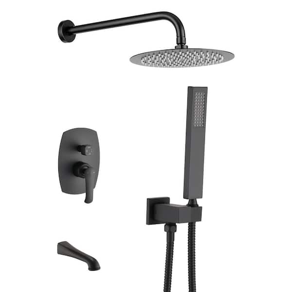 Miscool Linda 1-Spray Patterns with 2.5 GPM 10 in. Wall Mount Dual Shower Heads in Matte Black