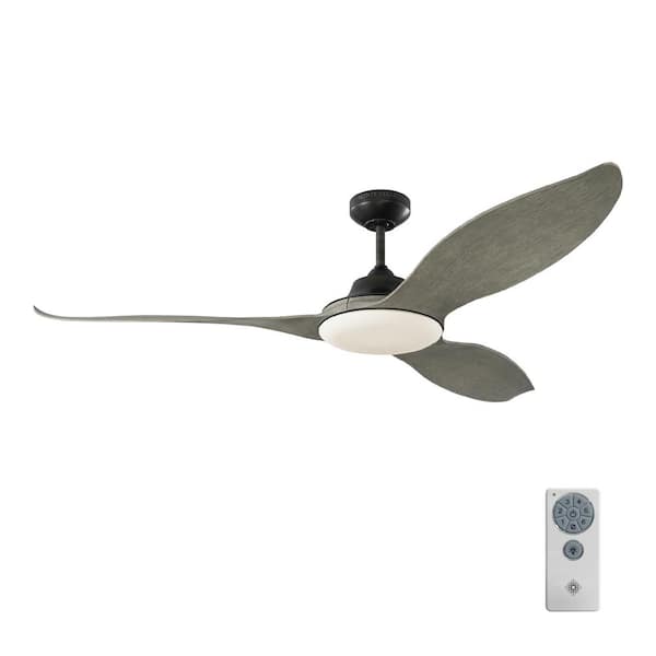 Monte Carlo Stockton 60 In Integrated Led Indoor Outdoor Aged Pewter Ceiling Fan With Light Grey Weathered Oak Blades And Remote 3str60agpd - Pewter Ceiling Fans With Remote
