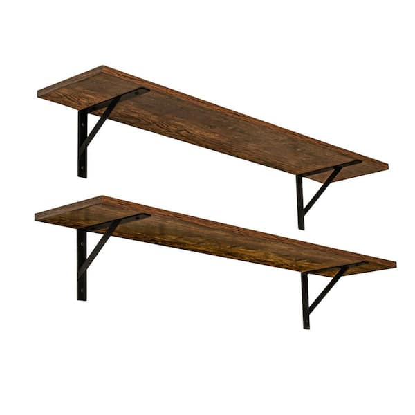 Unbranded 39 in. W x 8 in. D Floating Decorative Wall Shelf Set of 2 Wall Storage Ledges with Sturdy Metal Brackets