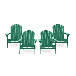 Carla Dark Green Folding Wood Adirondack Chair (4-Pack)