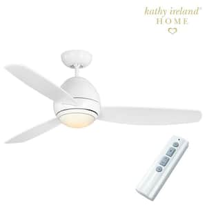 Curva 52 in. Outdoor Matte White Ceiling Fan with Remote Control and LED Light