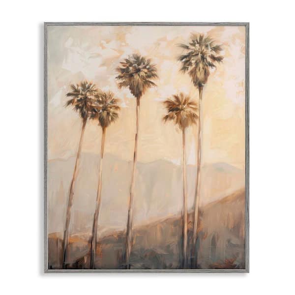 Stupell Industries SoCal Sunny Palm Trees by Petal Prints Design Gray Framed Nature Giclee Art Print 30 in. x 24 in.