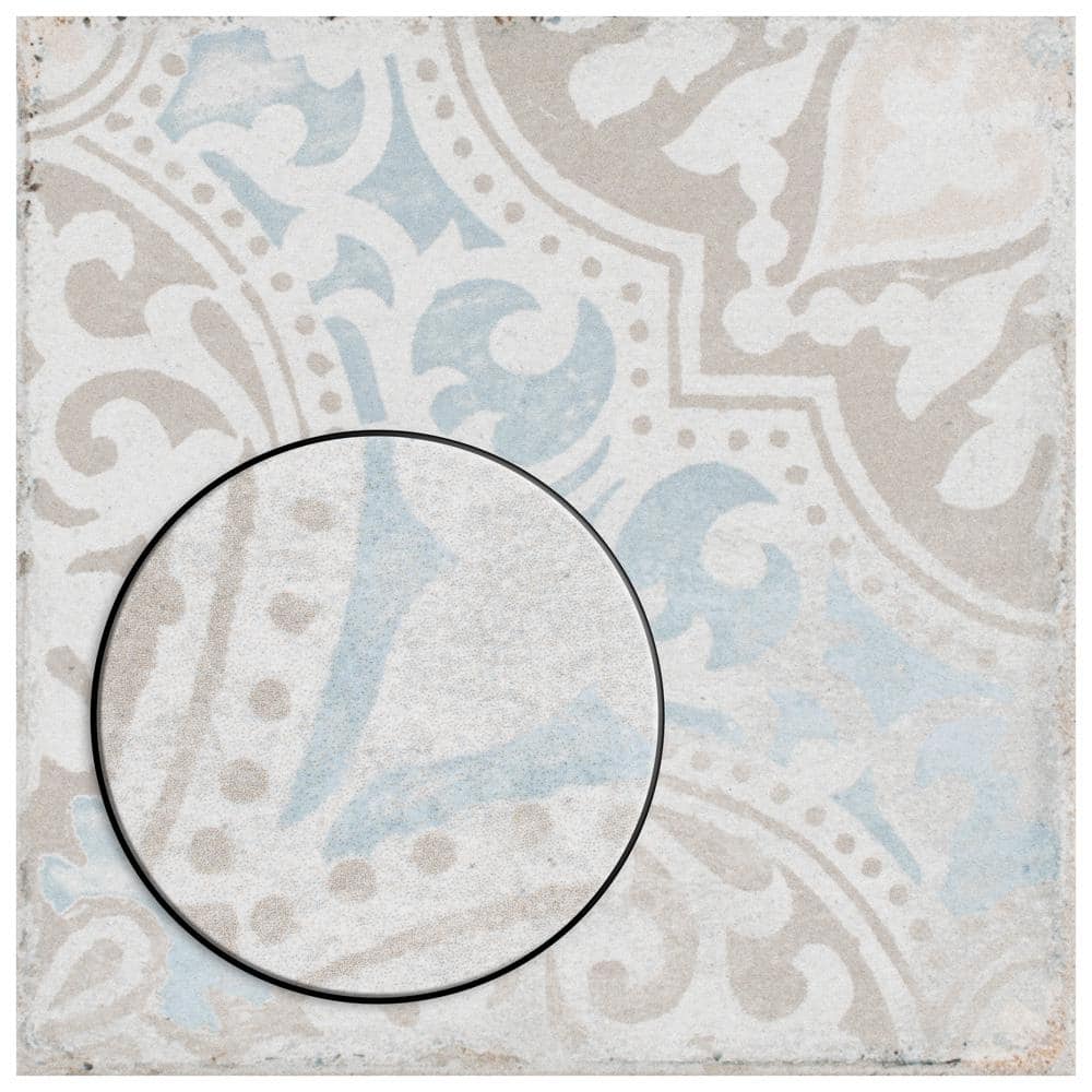 Barcelona 6" x 6" Beige and Blue Porcelain Patterned Tile