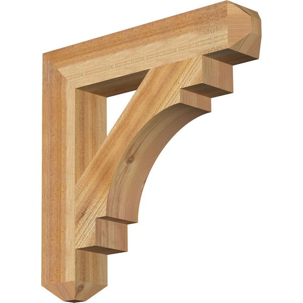 Ekena Millwork 4 in. x 22 in. x 22 in. Western Red Cedar Merced Craftsman Rough Sawn Bracket