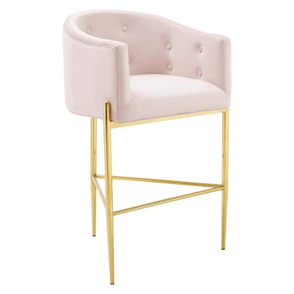MODWAY Savour Tufted Performance Velvet Bar Stool in Pink