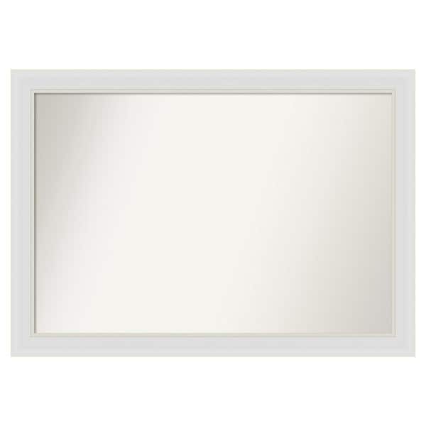 Amanti Art Flair Soft White Narrow 38 in. x 27 in. Custom Non-Beveled Satin Recyled Polystyrene Bathroom Vanity Wall Mirror