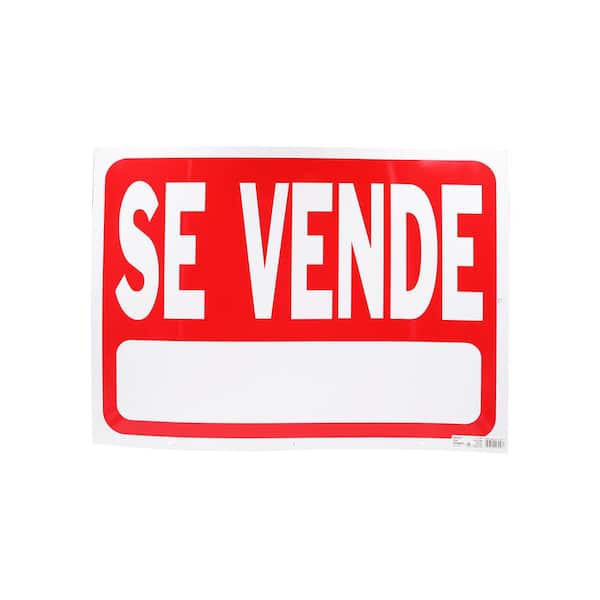 Everbilt 9 in. x 12 in. Plastic Se Vende Sign