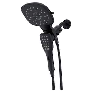 Verso Square 8-Spray Patterns 7 in. Wall Mount Dual Shower Heads and Handheld Shower with Infiniti Dial in Matte Black