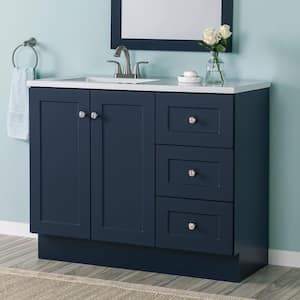 Bannister 43 in. W x 19 in. D x 35 in. H Single Sink  Bath Vanity in Deep Blue with White Cultured Marble Top
