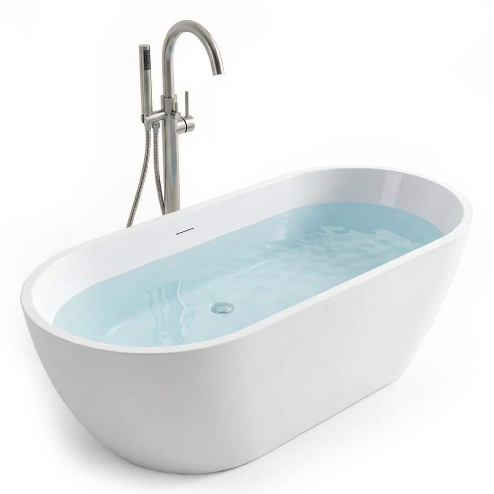 ANZZI Mone 67 in. x 29 in. Flat Bottom Freestanding Soaking