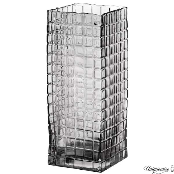 Uniquewise 10 in. Square Frosted Gray Glass Table Vase - A Timeless Centerpiece for Dining Tables, Living Rooms, and Bedrooms.