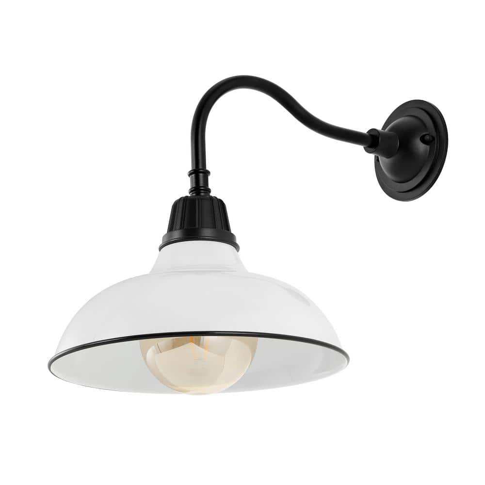Aurora 12.25" White Iron LED Gooseneck Arm Outdoor Sconce