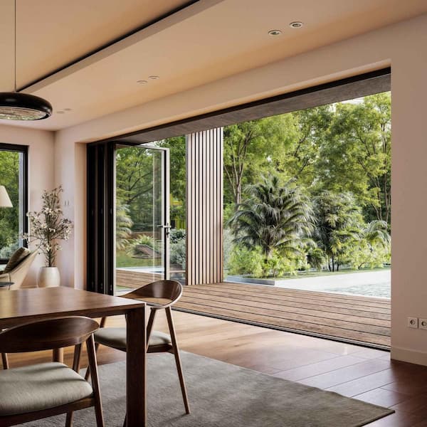 TEZA DOORS Teza 75 Series 144 in. x 80 in. Matte Black Left Hand