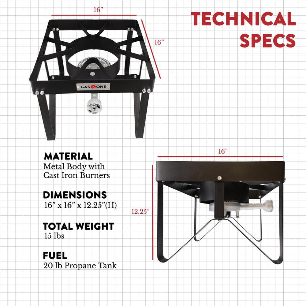 Black Steel Single Burner Outdoor Gas Cooker