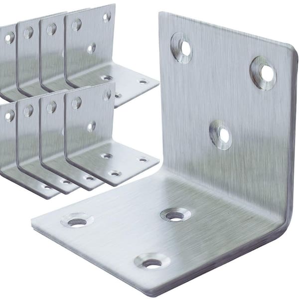 2 in. x 2 in. x 2 in. Heavy Duty L Brackets for Wood, Corner Brackets for Bed Furniture Bookshelf, Silver (20-Pack)