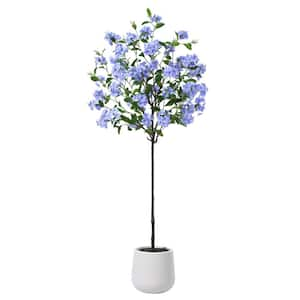 5 ft. Disassembled Blue Snowflake Tree with Oval White Pot - Artificial Tree for a Festive Atmosphere