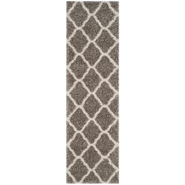 Hudson 2 ft. x 10 ft. Gray/Ivory Geometric Runner Rug