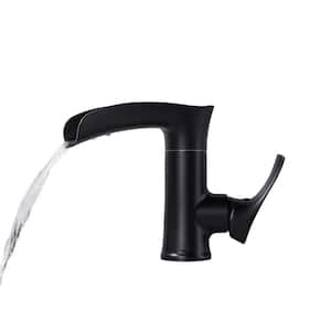 Single Handle Single Hole Bathroom Faucet with PEX supply line in Matte Black