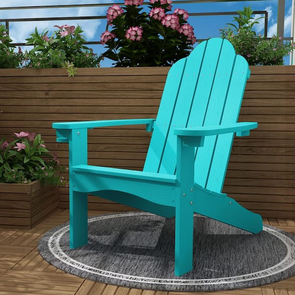 LUE BONA Aruba Blue Adirondack Chairs with Cup Holder for Fire Pit and Garden
