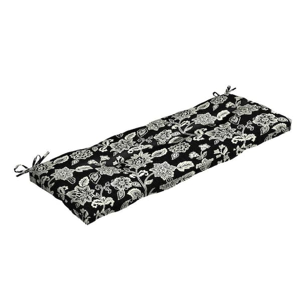 ARDEN Rectangle Outdoor Plush Modern Tufted Bench Cushion, Ashland Black Jacobean