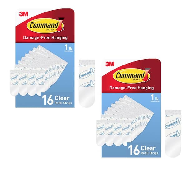 Command 0.5 lb. to 1 lb. Small Clear Refill Strips (32-Strips)