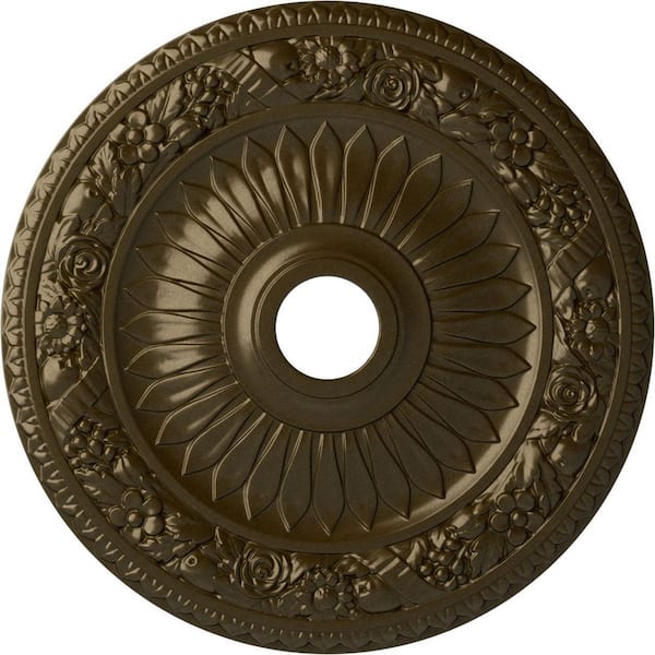 Ekena Millwork 1-1/8" x 23-5/8" x 23-5/8" Polyurethane Bellona Ceiling Medallion, Brass
