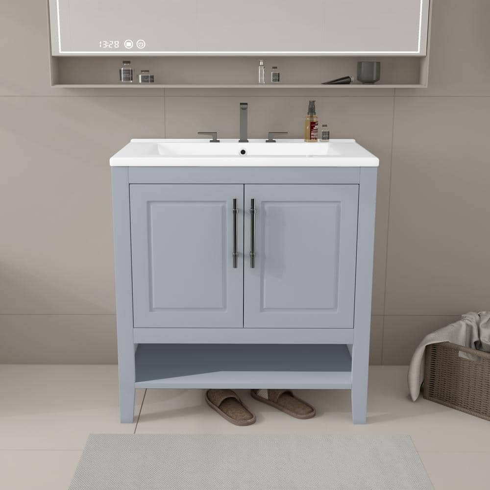 Qualler 30 in. W x 18 in. D x 33 in. H Single Sink Freestand Bath ...