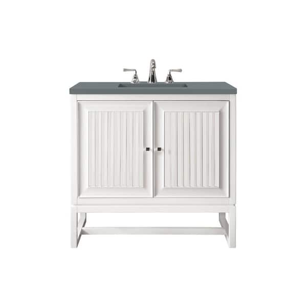James Martin Vanities Athens 30 in. W x 23.5 in. D x 34.5 in. H Bathroom Vanity in Glossy White with Cala Blue Quartz Top